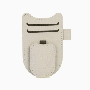 Cat Ear Faux Leather Sun Visor Organizer in Cream