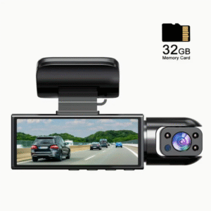 1080P IR Night Vision Dual Camera Dash Cam with 32gb Memory Card