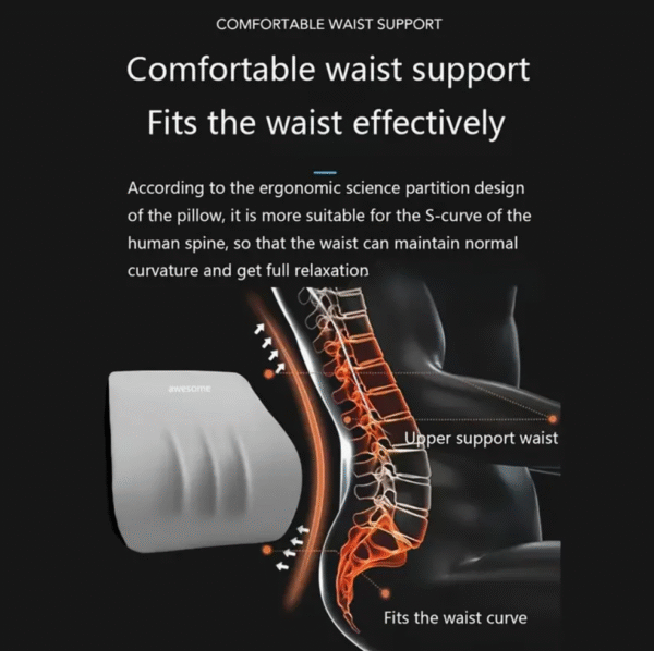 Car Memory Foam Waist Support Pillow in Brown