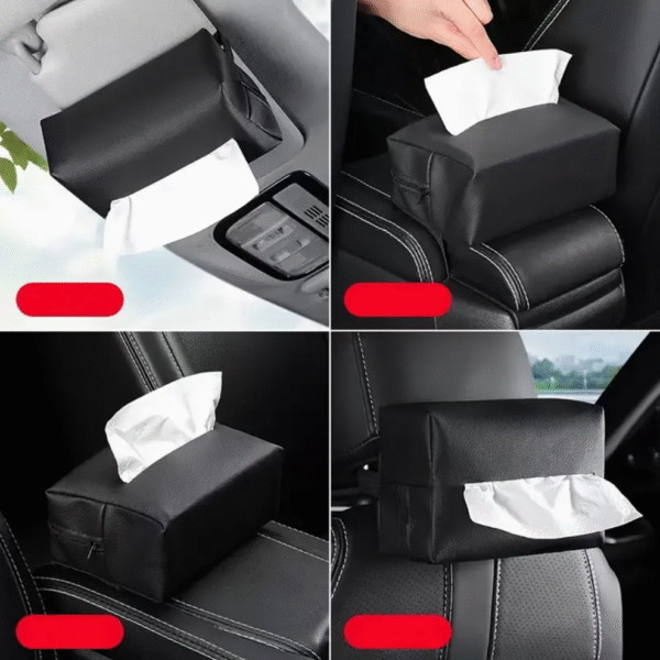Car Tissue Holder with Zipper in Black